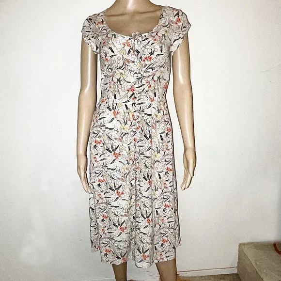 Other Stories Los Angeles Atelier Floral Button Front Midi Dress w/  Pockets
